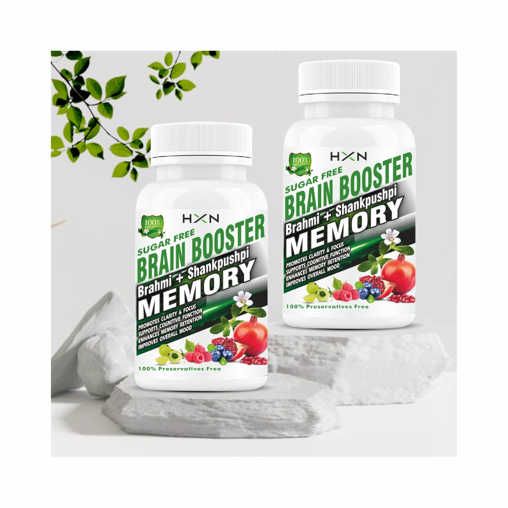 HXN Brain Booster With Vitamin B12 & Memory Enhancer To Support Student's Focus, And Concentration-120 Tablets