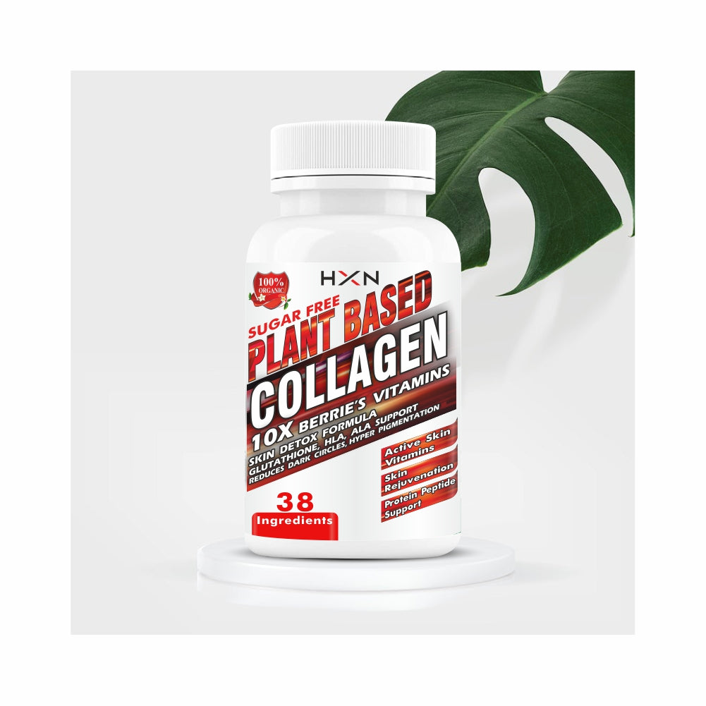 HXN Collagen Supplement For Skin With Biotin, Vitamin C, E, Glutathione, Hyaluronic Acid, Plant Extracts For Women Promotes Collagen Powder & Protein Peptides Synthesis -60 Hydrolyzed Builder Tablets