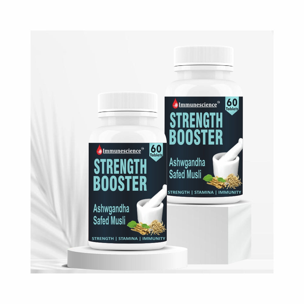Immunescience Stamina Booster For Men With Safed Musli Powder, Red Panax Ginseng Root Extract, Gokshura And Ashwagandha Steroids Free, Gym, running - 120 Tablet