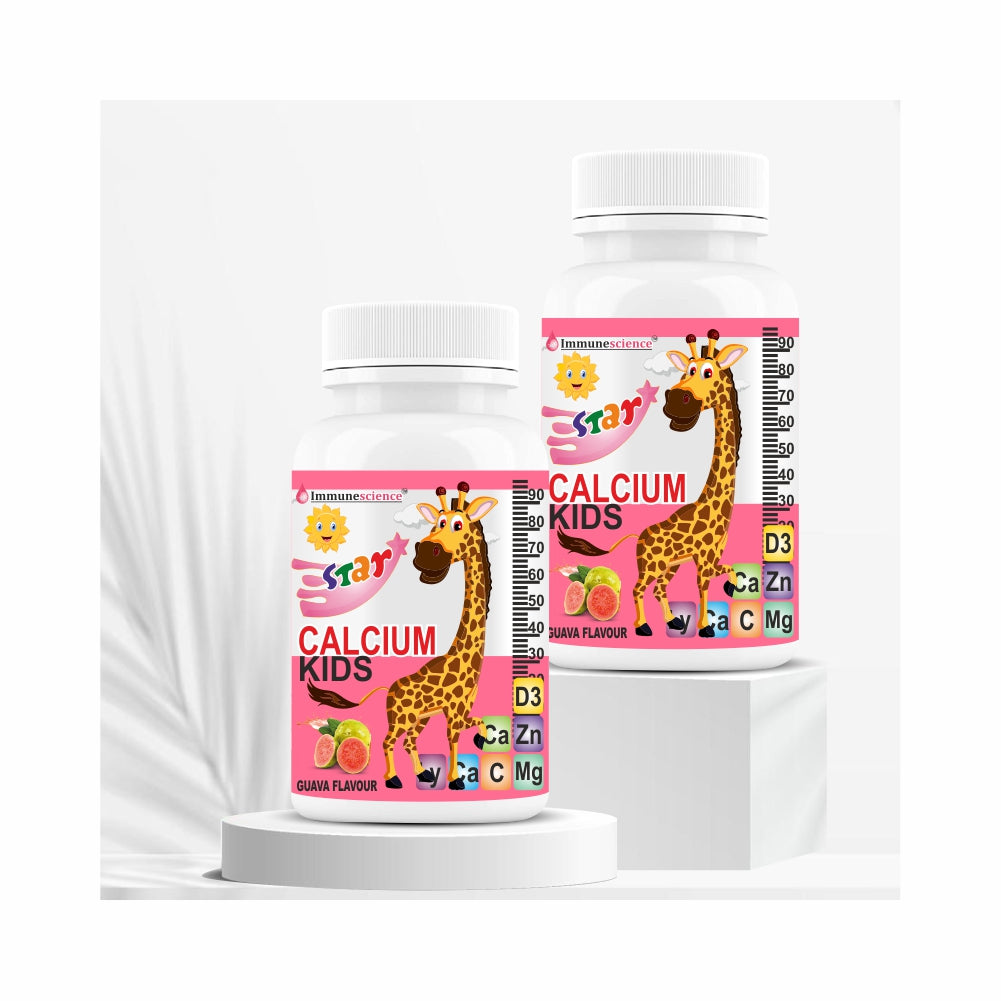 Immunescience Calcium For Kids With Vitamin D3 (Vit d), Magnesium, Zinc, Vitamin C Supplement To Promote Bone, Teeth, Gums, Immunity, And Growth-120 Tablets