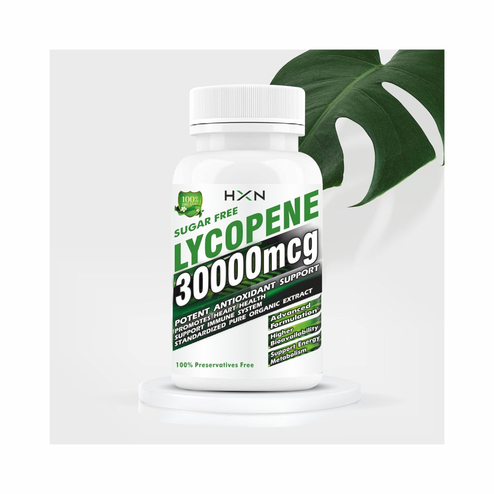 HXN Lycopene 30000 mcg With Grape seed, Spirulina, Citrus Bioflavonoids, Vitamin C, And Super Foods To Promote No Sugar, No Gluten, Organic Antioxidant Support - 60 Tablets