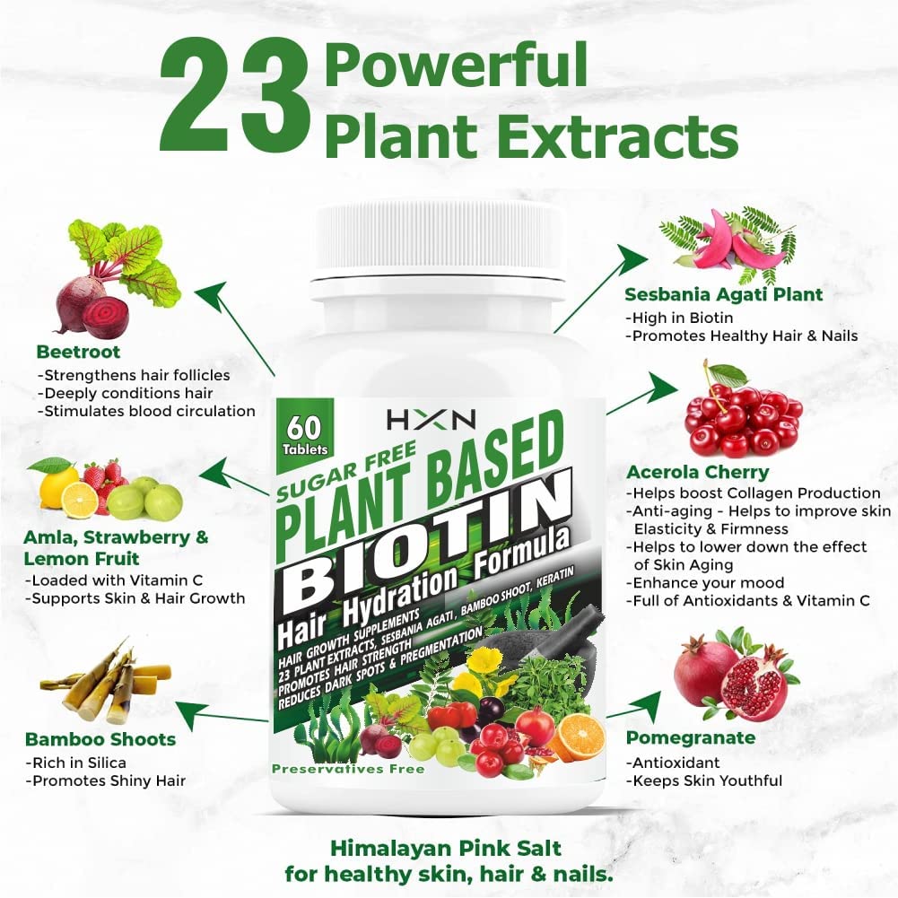 HXN Plant Based Biotin For Hair Growth 60 Tablets