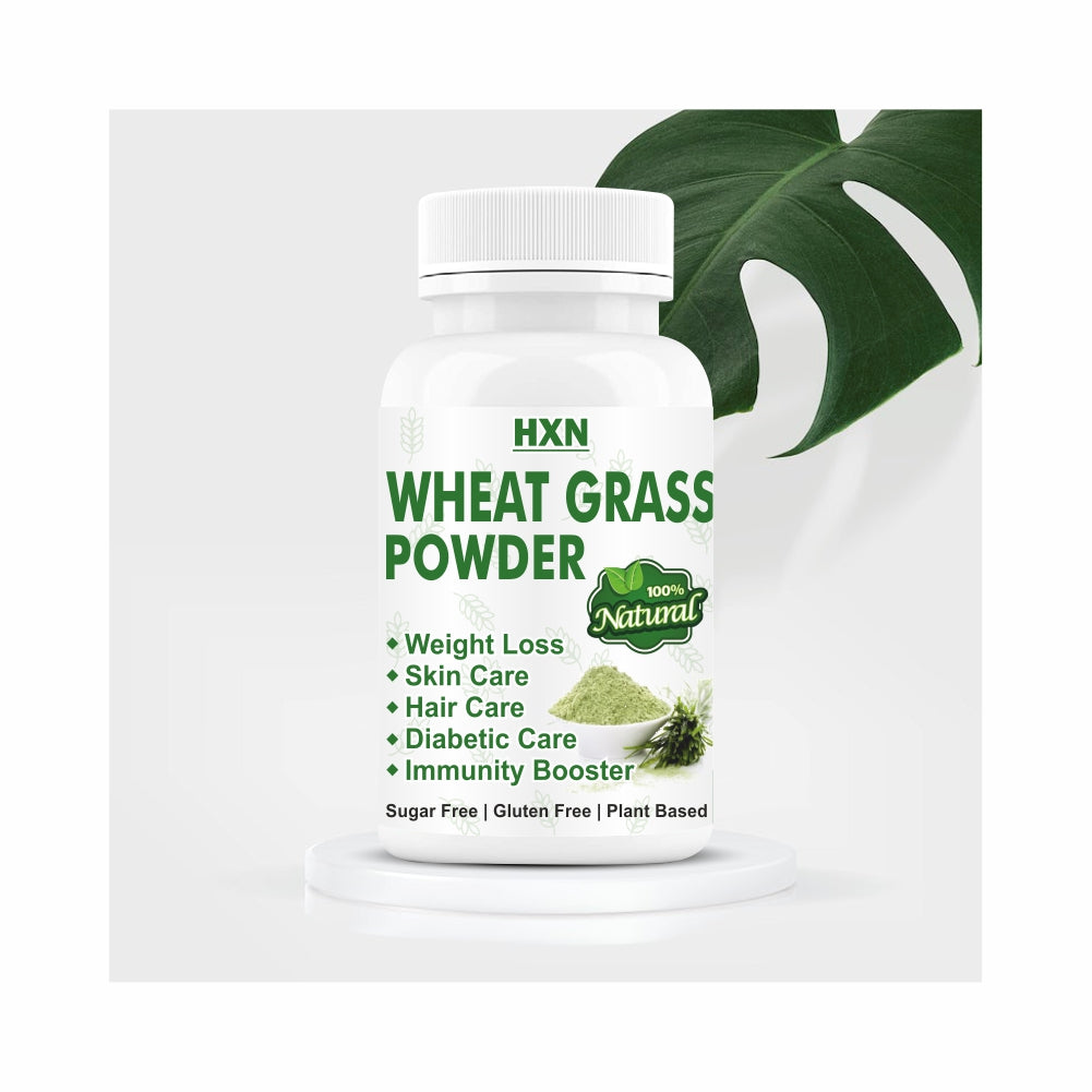 HXN Wheat grass Powder Organic supplement Support Immunity Booster, Body Detox, Superfood, Diet ary fiber, Sugar-Free, Gluten-Free Wheatgrass Juice Extract -100gm