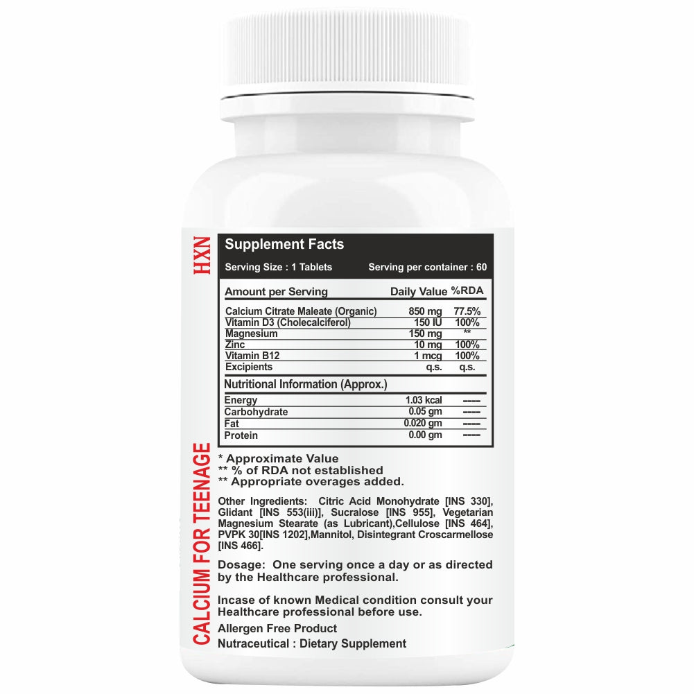 HXN Calcium For Kids (10-16 Years) 60 Tablets