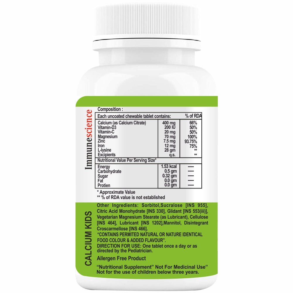 Immunescience Calcium For Kids 120 Tablets