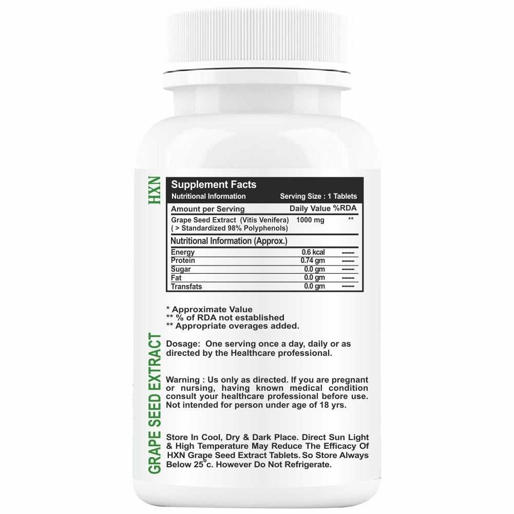 HXN Grape Seed Extract 1000mg 60 Tablets