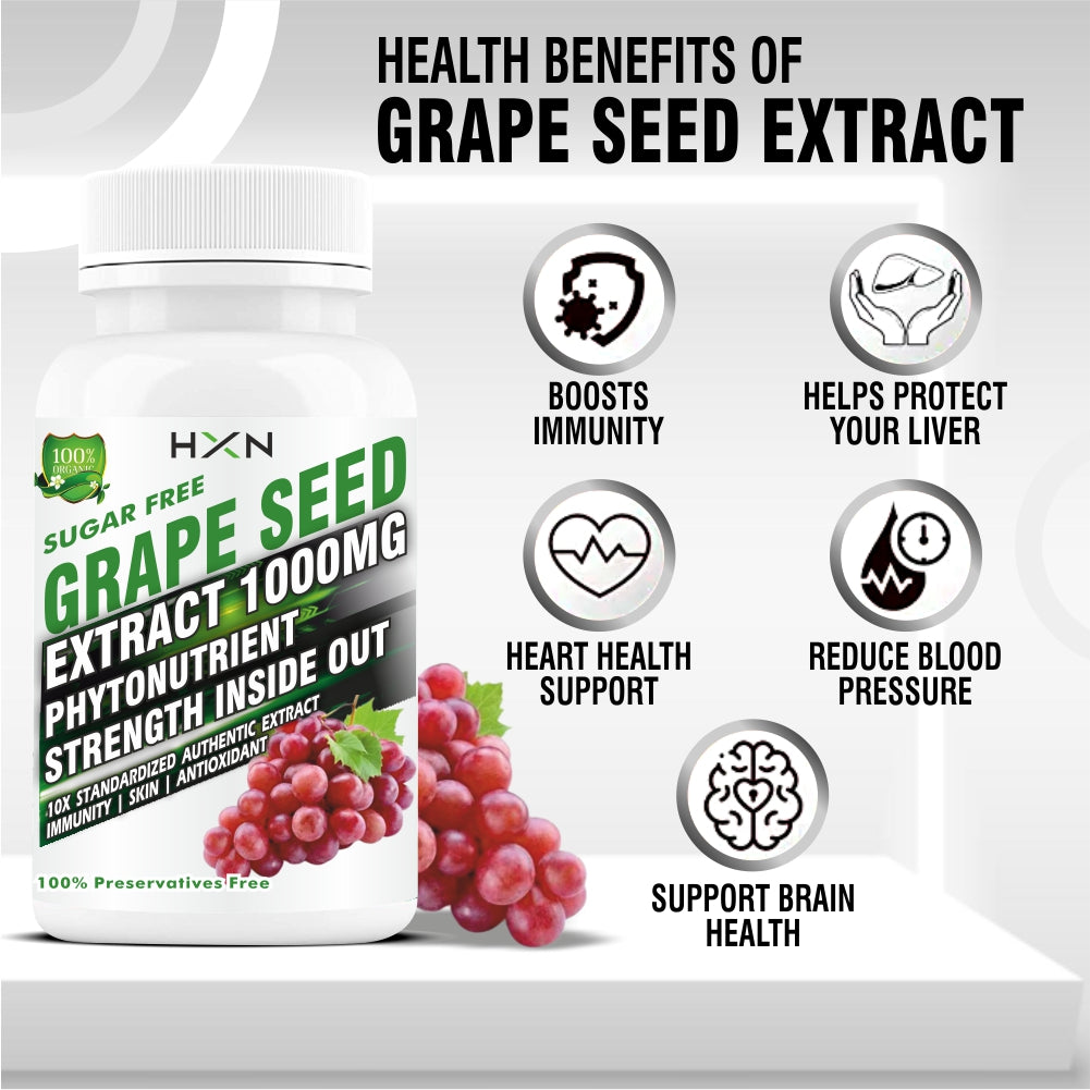 HXN Grape Seed Extract 1000mg 60 Tablets