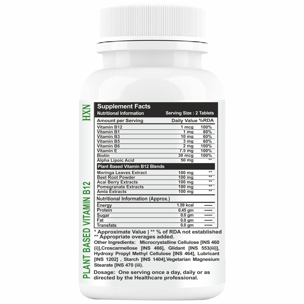 HXN Plant BasedVitamin B12 120 Tablets