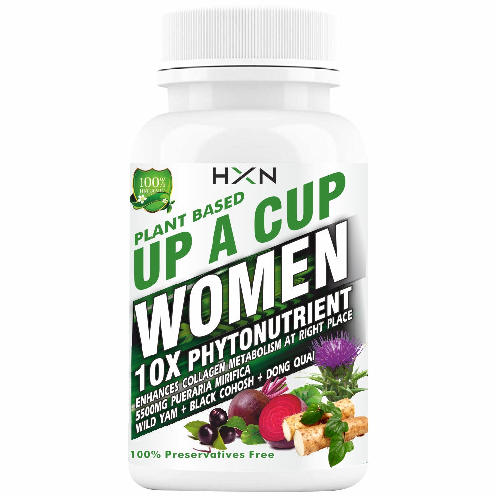 HXN Weight Gainer For Women (Up-A-Cup) With Pureraria Mirifica, Wild Yam, Dong Quai, Ayurvedic Herbs, And EAA To Promote Mass Gain Increase -60 Capsules (Pack 1)