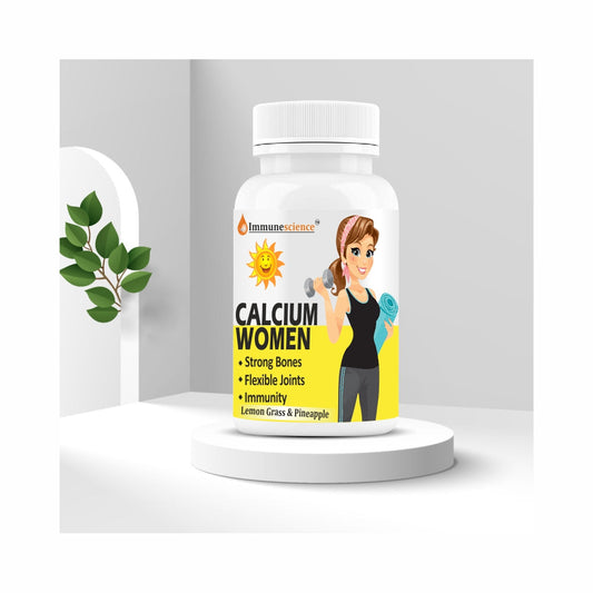 IMMUNESCIENCE Calcium Tablets For Women For Strong Bones, Immunity & Joint Support -60 Tablet Pineapple Flavour