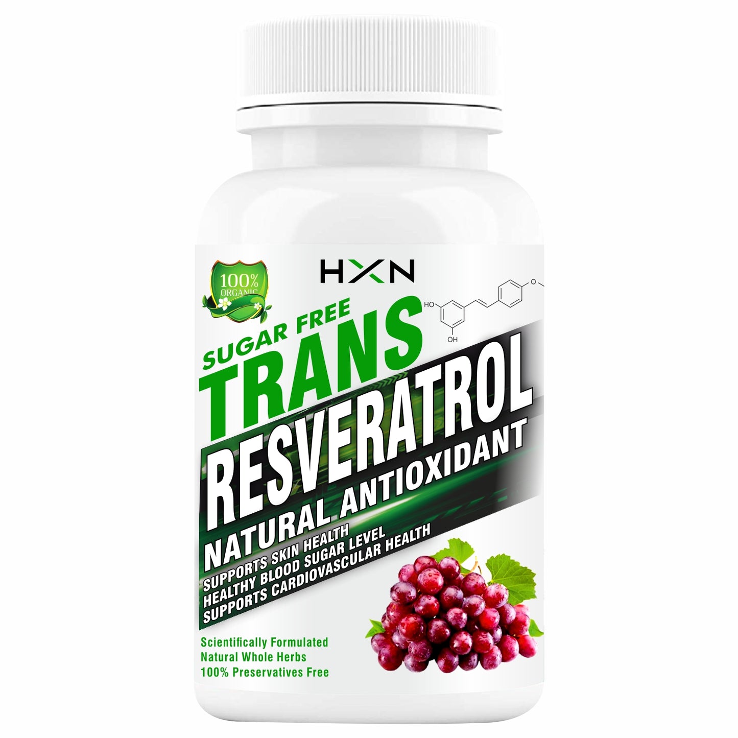 HXN Resveratrol 500mg Supplements With Grape Seed Extract, Quercetin 60 Tablets