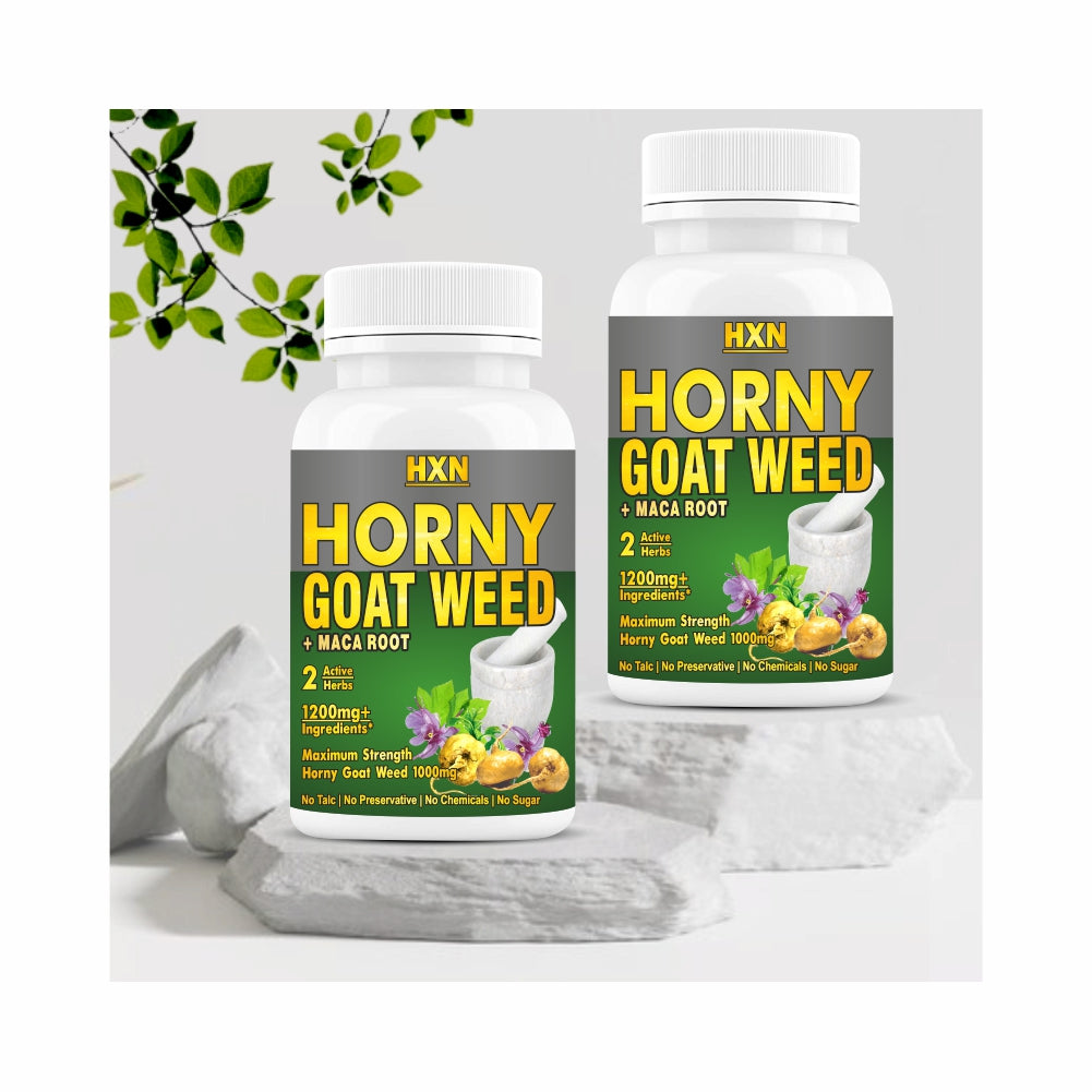 HXN Horny Goat Weed For Men & Women With Maca Root Powder Extract 1200mg Support Energy Metabolism- 120 Tablets