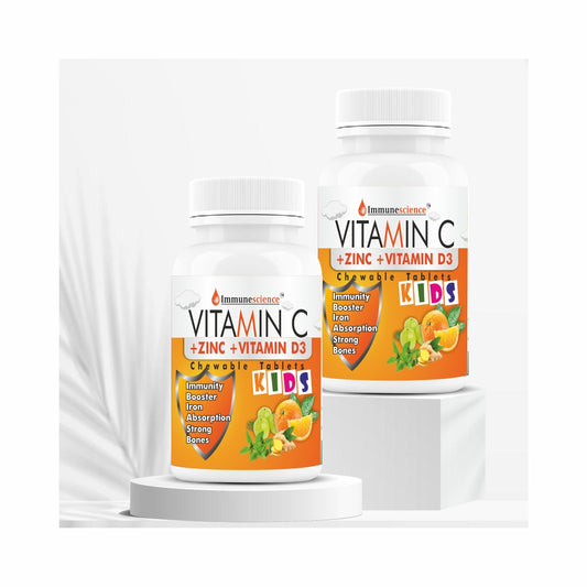 Immunescience Vitamin C Tablets for Kid's Strength, Energy, Growth & Strong Bones. Chewable - 120 Tablet