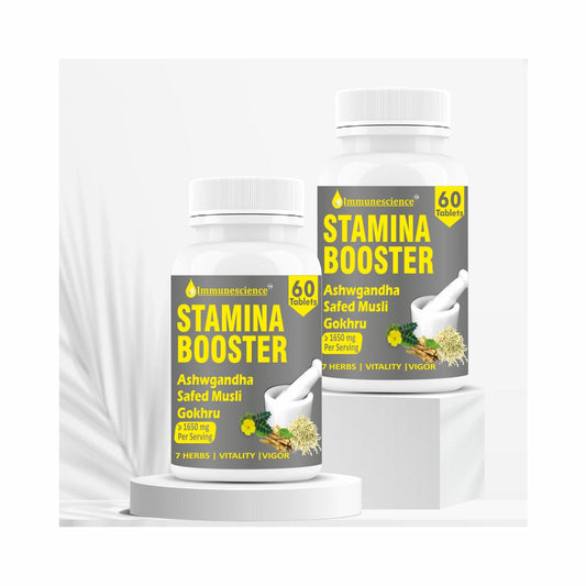 Immunescience Stamina Booster For Men, Testosterone booster For Men Fitness With Safed Musli, Panax Ginseng, Gym Home Workout, Immunity Boosters For Adults Organic Sugar-Free Tablet 120 Tab