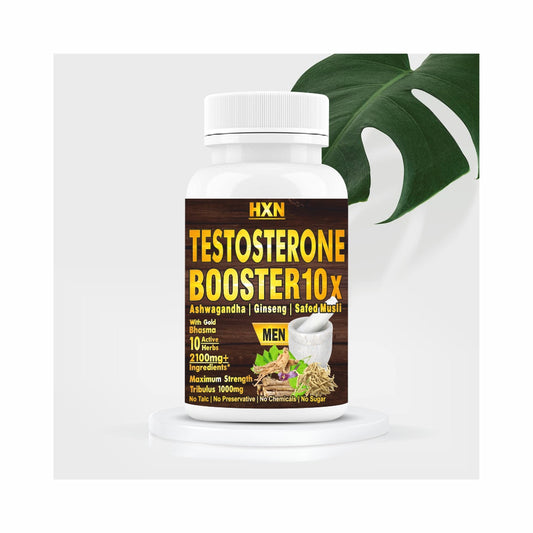 HXN Testosterone Booster For Men Tablet with Ashwagandha Ginseng Safed Musli Tribulus 1000 mg Swarn Bhasma To Promote Muscle Growth, Energy, And Stamina– 60 Sugar Free Tablets