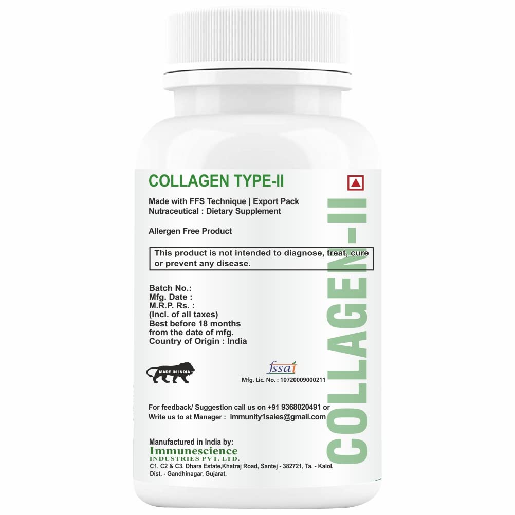 HXN Collagen Type 2 Supplement with Glucosamine, Chondroitin, MSM, as Joint Support Men, Women- 60 Tablets