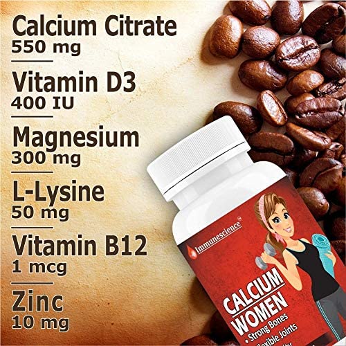 IMMUNESCIENCE Calcium Tablets For Women For Strong Bones, Immunity & Joint Support Coffee Flavor -60 Tablet