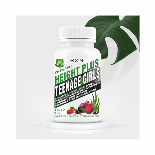 HXN Height Increase For Girls With Growth Essential Amino Acids, Ayurvedic Herbs & Super Foods To Support Long Bone Mineralization And Development- 60 Tablets (10-17 years