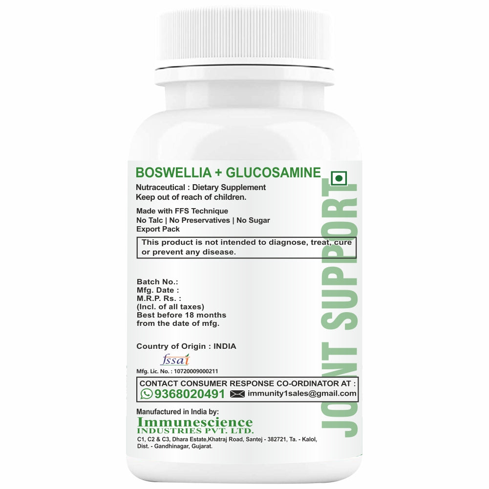 HXN Glucosamine Hcl With Boswellia Serrata (Shallaki) Chondroitin, MSM, Collagen Type 2 As joint Support Supplement - 60 Tablets