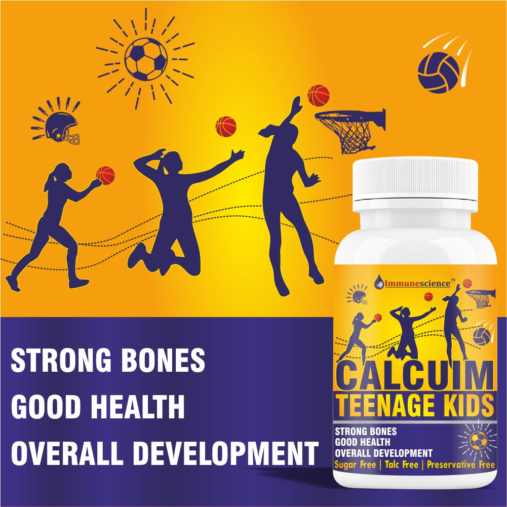 Immunescience Calcium For Kids for Strong Bones, Teeth, Growth 90 chewable Tablet (10-16 yrs)