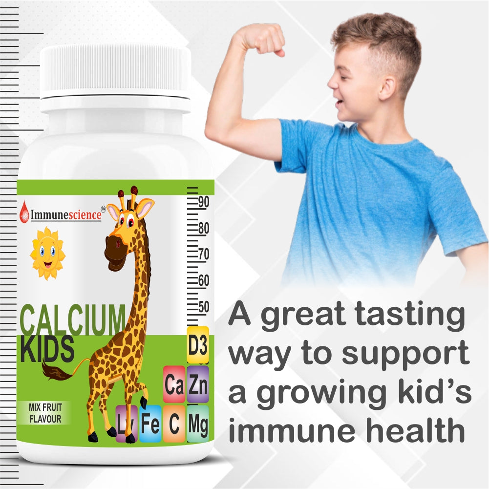 Immunescience Calcium For Kids Strong Bone, Teeth, Height, And Growth - 90 Tablets
