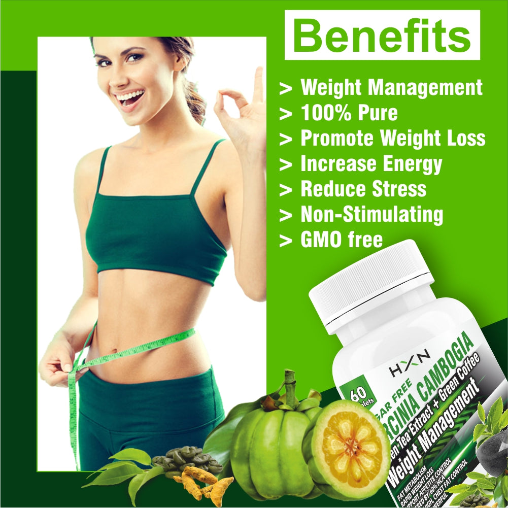 HXN Weight loss products For Women, With Garcinia Cambogia, Green Tea, Green Coffee Beans, Fat Loss Slim Supplements For Body Detox- 120 Tablets