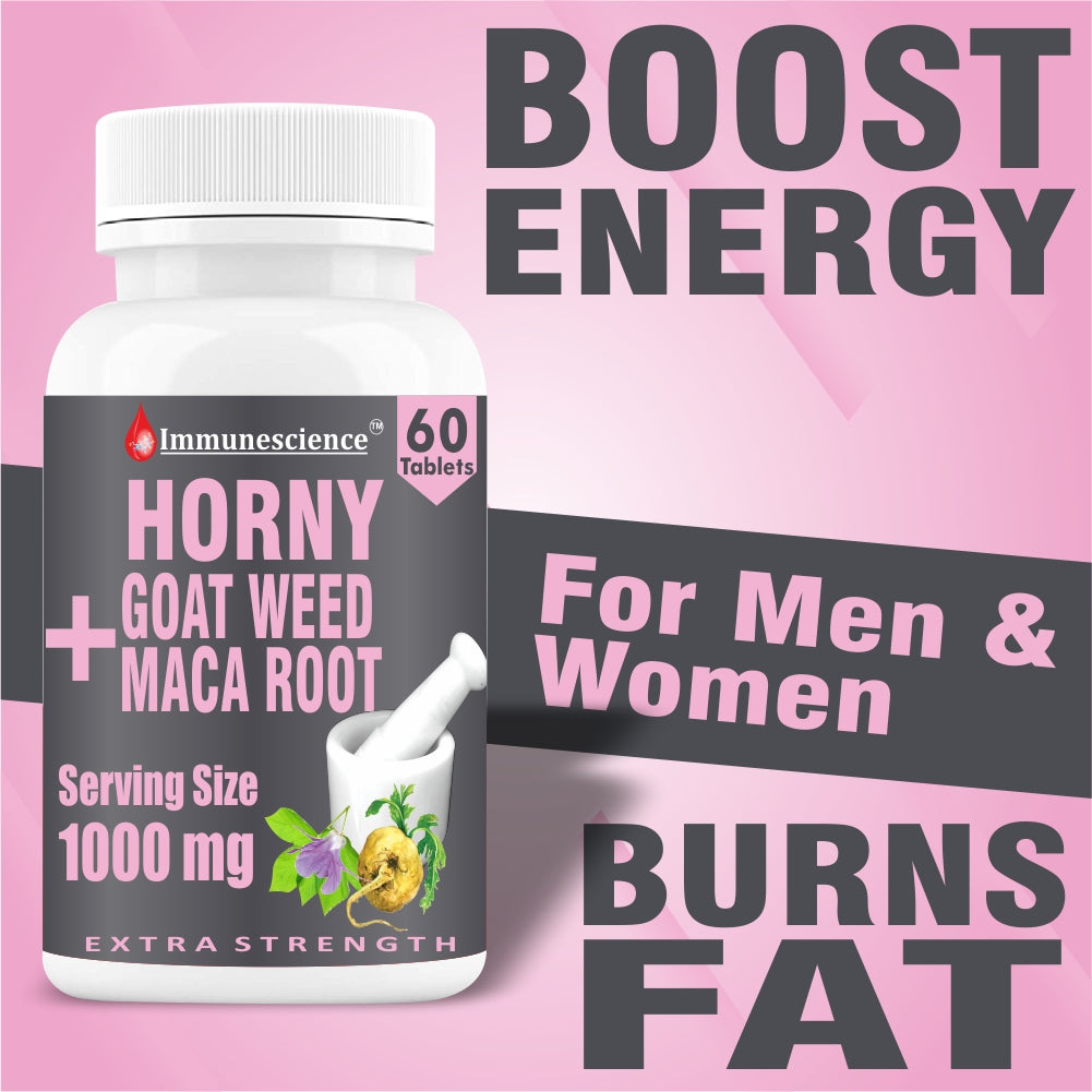 Immunescience Horny Goat Weed and Maca Root Powder Extract 1000mg -60 tablets