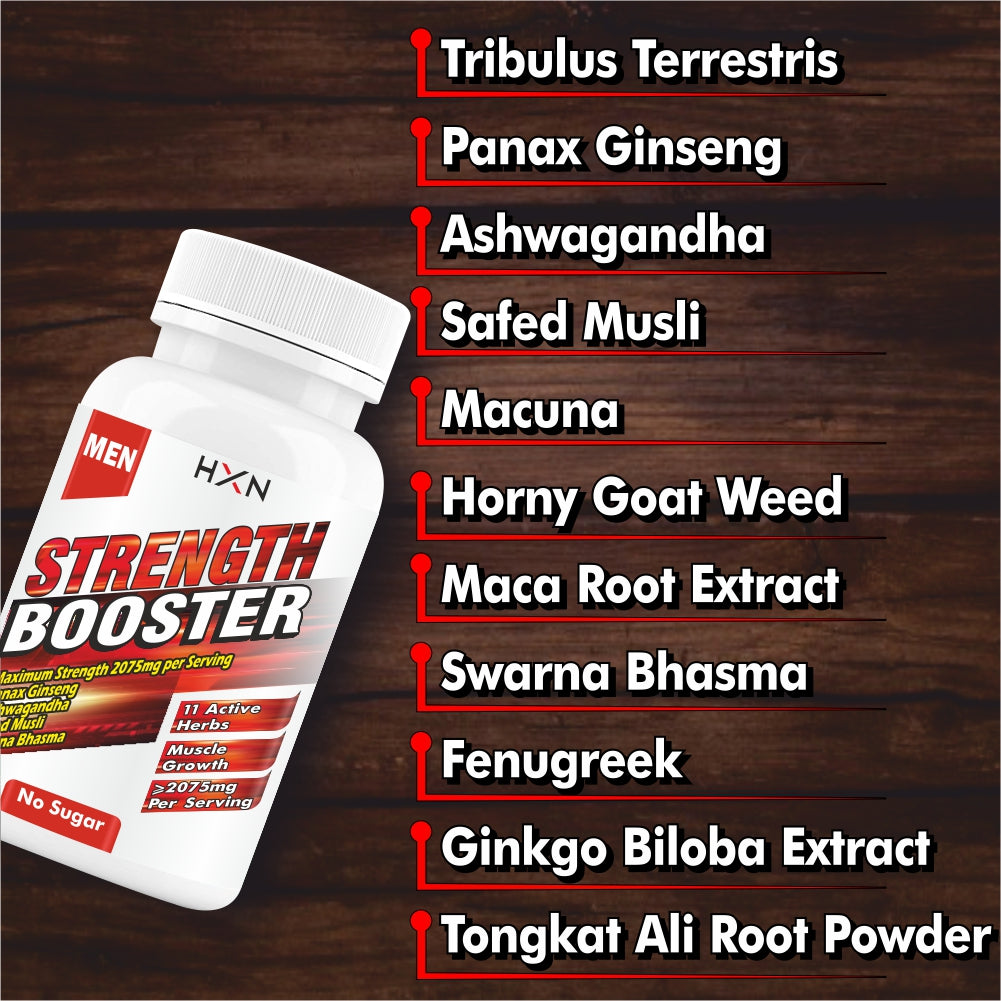 HXN Strength Booster For Men With Tribulus Terrestris, Panax Ginseng, To Support Energy, Stamina, and Fitness  -60 Tablets
