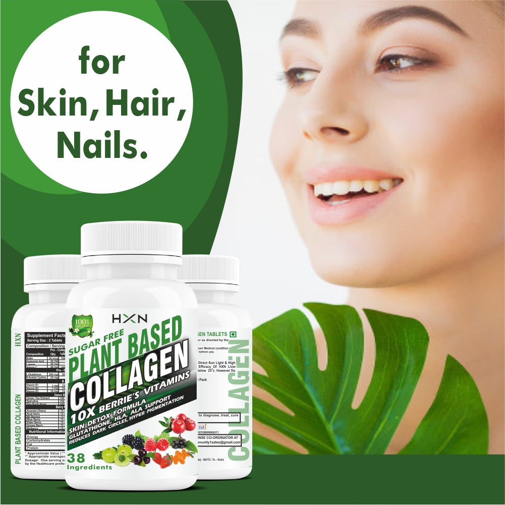 HXN Collagen Powder For Women For Skin, Face & Hair -60 Hydrolyzed Tablets