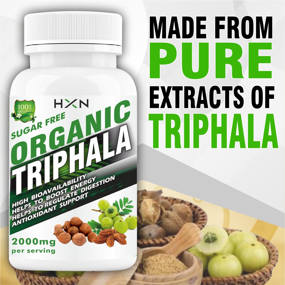 HXN Triphala Powder Tablet To Help Support Body Detox, Digestion, Gut Health, And Fat Metabolism -120 Tablets